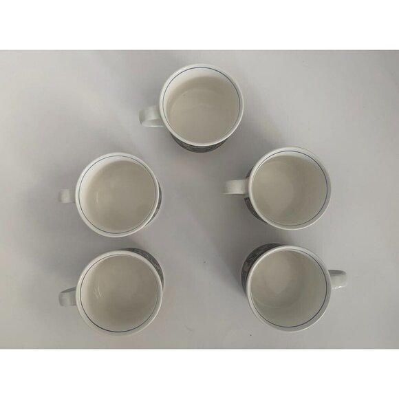 MIKASA Intaglio Arabella Tulip Design 8 oz. Flat Coffee Tea Mugs Set of 5 - Picture 3 of 7